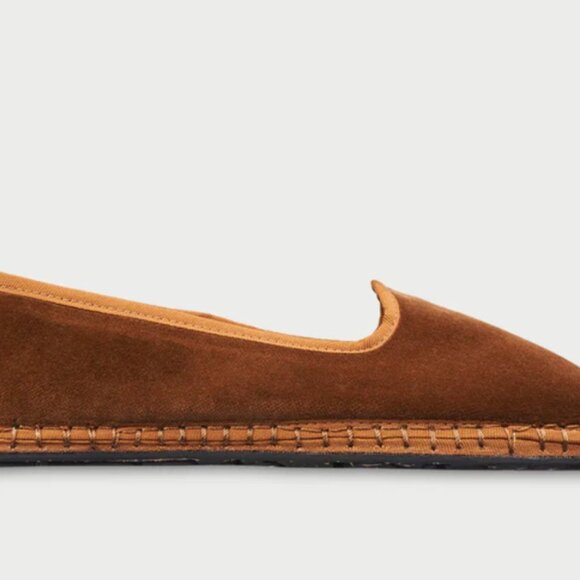 NEW Flabelus Velvet Slipper - Elinor Brown with Brown Piping Size 8 - Picture 2 of 9